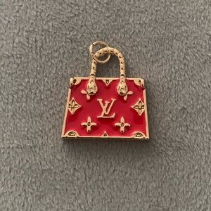 Upcycled Red and Gold Enamel Mini Bag Charm Pendant